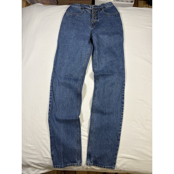 Lawman Western Denim - Vintage Lawman Western Jeans Womens 7 High Waisted Pocketless Button Fly Vtg